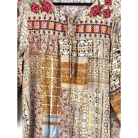 Savanna Jane Women S Floral Embroidered Peasant Top Blouse Boho Chic Cottagecore - Picture 8 of 12